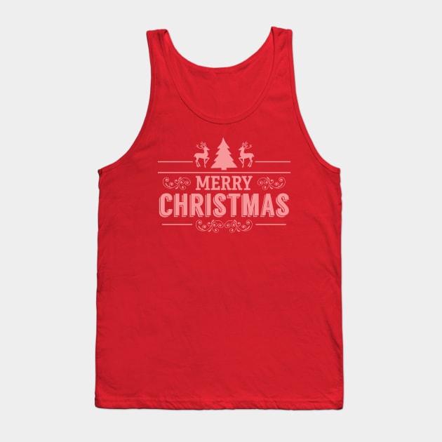 Red Merry Christmas Retro Typography Design Tank Top by JakeRhodes